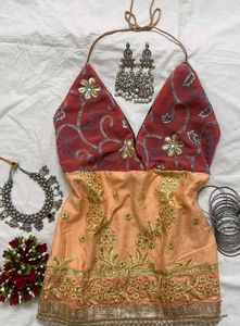 Embroidered Halter Neck top