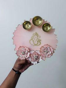 Handmade Resin Pooja Thali - 8 Inch (Made To Order