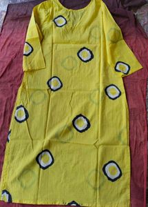 Yellow Kurta with Abstract Print