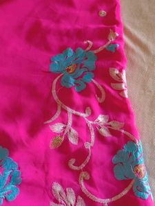 Elegant Pink Embroidered Saree