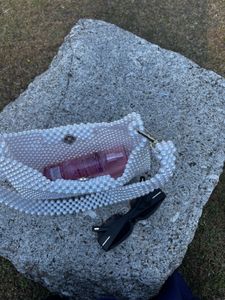handcrafted white pearl bag size medium