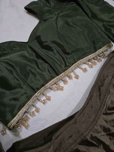 Green satin lehnga