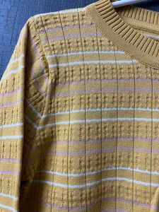 Striped Pointelle Cropped Sweater