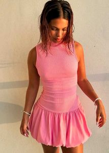 Barbie Pink Ribbed Bubble Dress