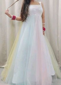 Stunning Rainbow Tulle Evening Gown