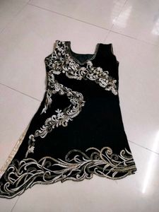Embroidered Black &amp; Peach Lehenga Choli