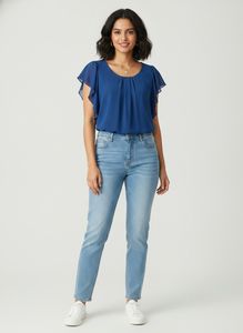 Chic Blue Cap Sleeve Top