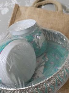 Metal Dryfruits Serving Tray with 2 Jar