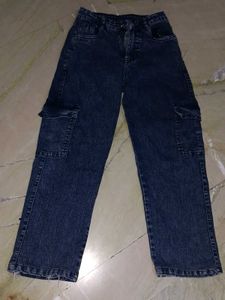 Dark Wash Cargo Jeans
