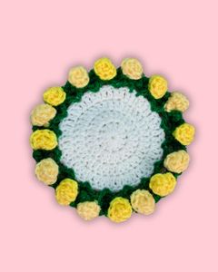 Handmade Crocheted Floral Rose Coasters