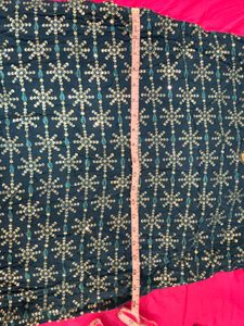 Beautiful Teal Embroidered Kurta and Sharara set