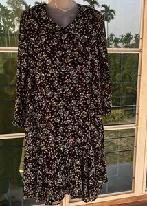 Floral Print Black Dress