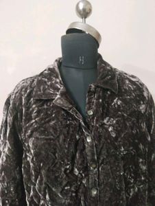 Crushed Velvet Button-Down Shirt