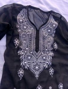 Black Chikankari Kurta