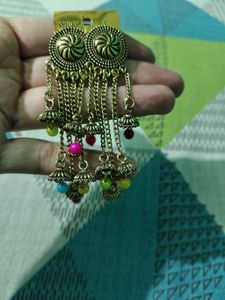 Boho Jhumka Earrings with Beads