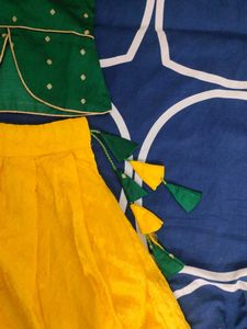 Vibrant Green &amp; Yellow Lehenga Choli