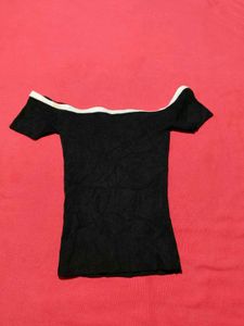 H&amp;M Black Off-Shoulder Ribbed Top – XXS