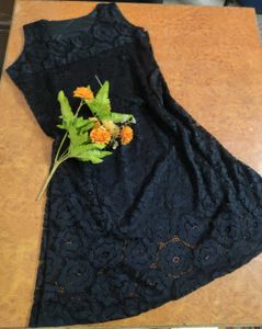 Elegant Black Floral Lace Party Dress
