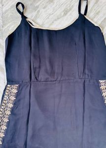 Elegant Black Kurta Set with Gold Embroidery