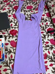 Lavender Puff Sleeve Bodycon Dress