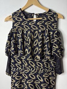 Elegant Cold Shoulder Print Dress