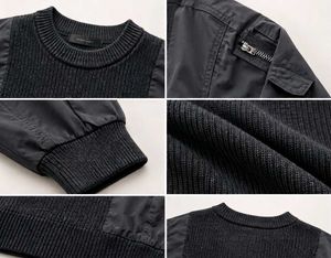 MIXED TEXTURE ZIP-POCKET SWEATER