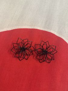 Black Floral Wire Earrings