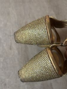 Gold Glitter Slingback Heels