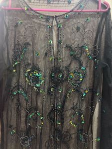 Black Embellished Sheer Jacket