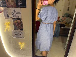 Light Blue Wrap Midi Dress