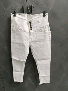 High Waisted White Jeans
