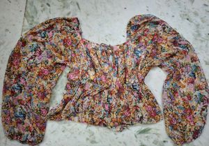 Boho Floral Print Off-Shoulder Top