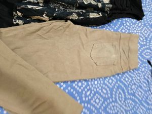 Black dress with Beige Pants