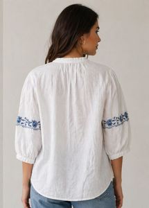 Embroidered White Boho Blouse