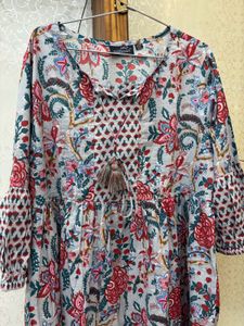 Flower Print A-line Kurti