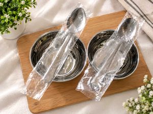 White Star Stainless Steel Bowls with Spoons