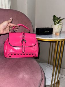 Vibrant Pink Studded Handbag