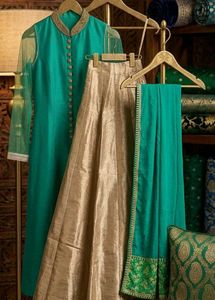 Green lehnga suit