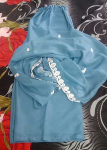 Blue Embroidered Ethnic plazo set