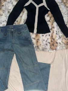 it girl low waist y2k Striped Flare Leg Jeans