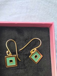 Chic Mint Square Earrings SS925 gold.plated