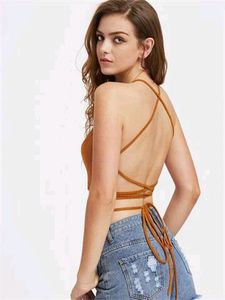 Suede Halter Wrap Crop Top