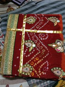 Designer Red Bandhani dupatta