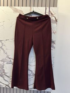 Flared Maroon Pants Gold Buttons, Waist- 26/28