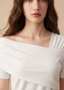 one shoulder white top