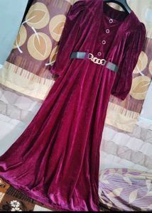 Burgundy Velvet Maxi Dress