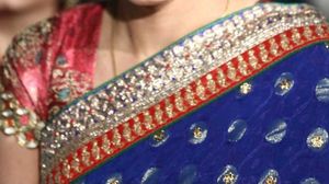 Elegant Blue Saree with Embellished Border