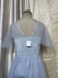 Elegant Grey Tulle Gown