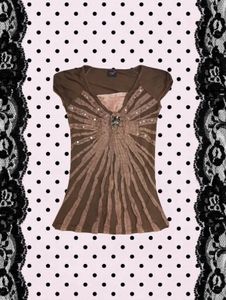 Brown Embellished Vintage Top