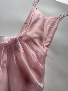 Pink Satin & Organza Draped Dress